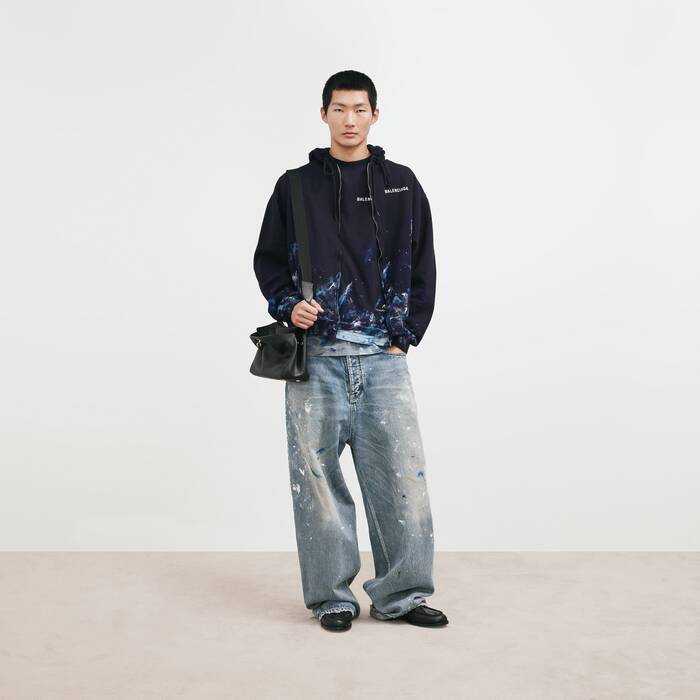 ネイビー の メンズ Paint Splatter オーバーサイズ ジップアップフーディ - メンズ | Balenciaga 日本 JA - Image 3