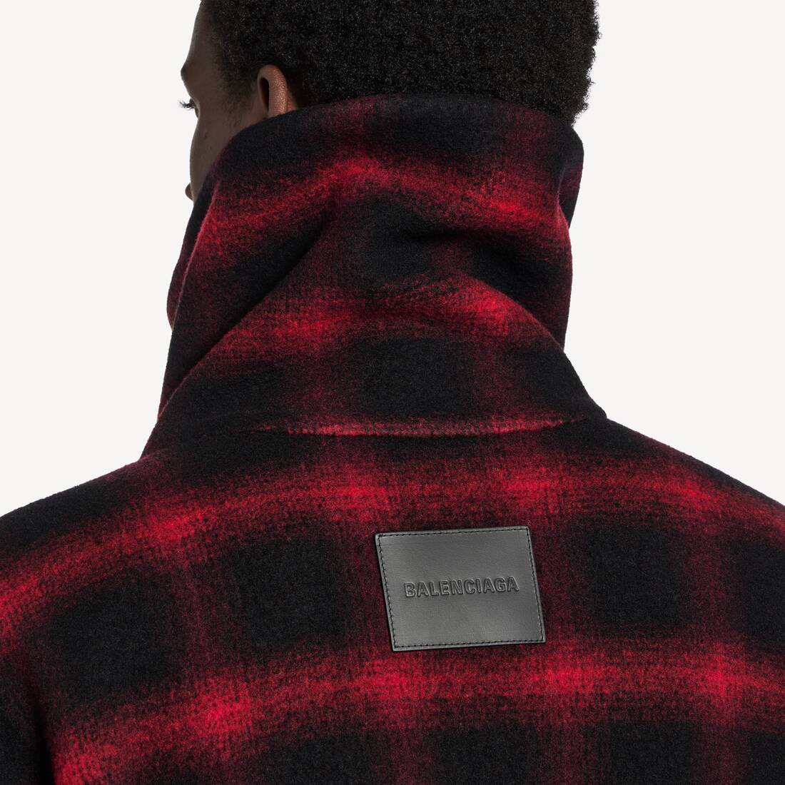 Men's High Collar Half Zip Outerwear in Black/red | Balenciaga Australia EN - Image 6