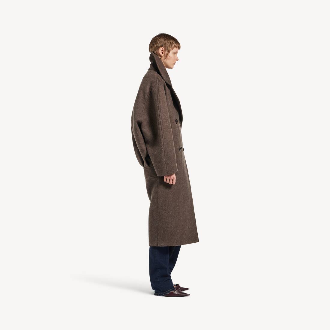 ダークブラウン の ウィメンズ ロング Cocoon コート  | Balenciaga 日本 JA - Image 3