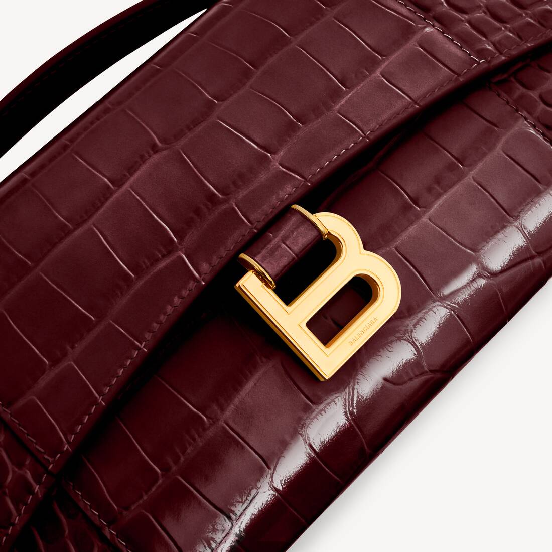 Women's Hourglass Pochette With Chain in Dark Burgundy | Balenciaga Lithuania EN - Image 6