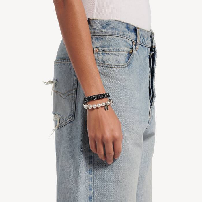 Malibu Pearl Bracelet/choker in Black/white/shiny Silver | Balenciaga Japan EN - Image 2