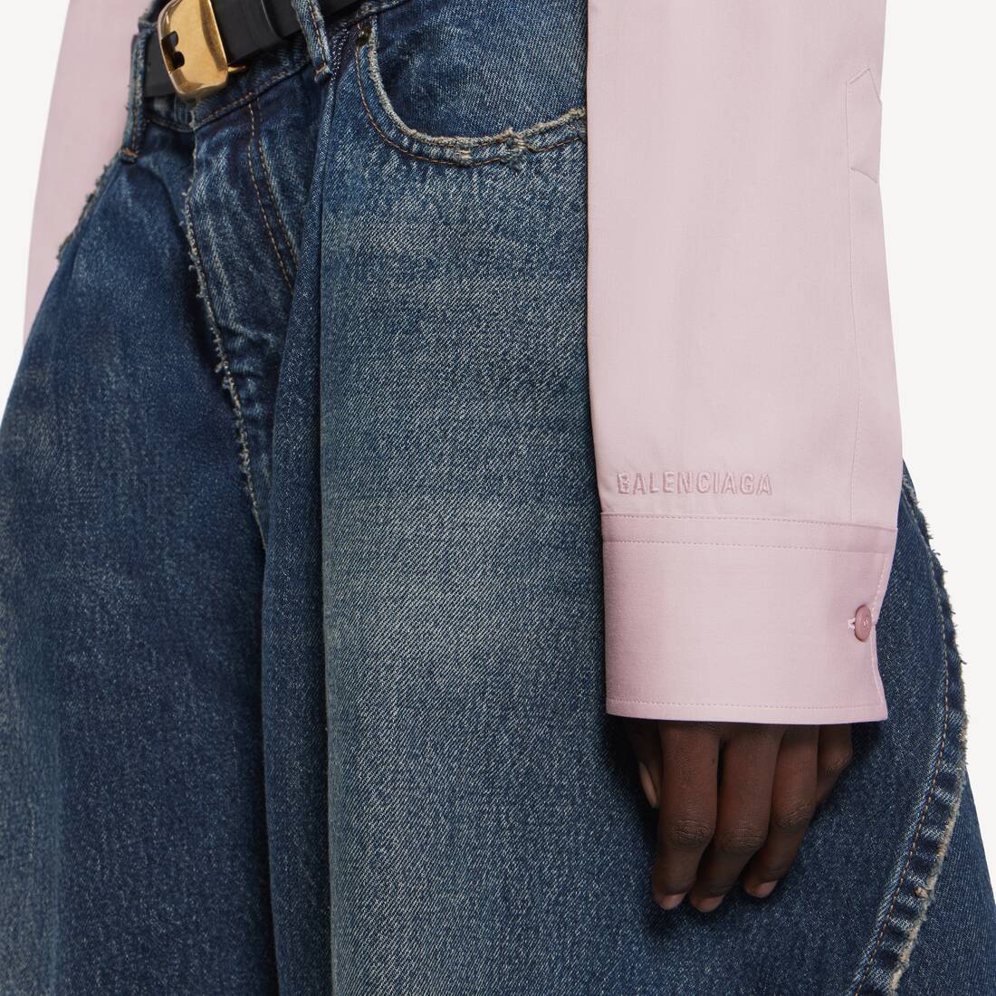 여성 크롭 셔츠 더스티 핑크 | 발렌시아가 대한민국 KO - Image 6