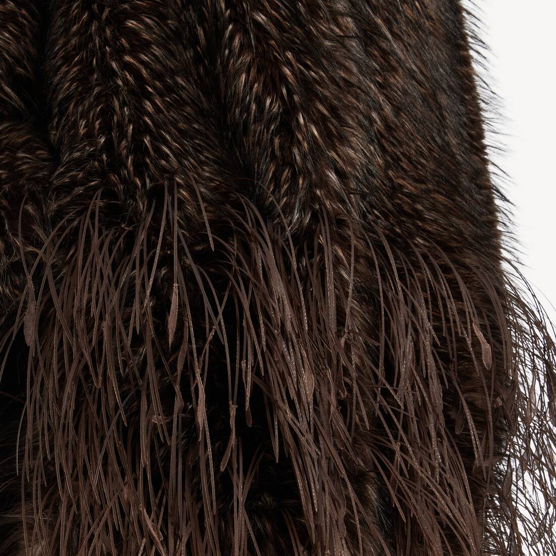 Women's Faux Fur Coat With Sequins Feathers Embroidery in Brown | Balenciaga Thailand EN - Image 6