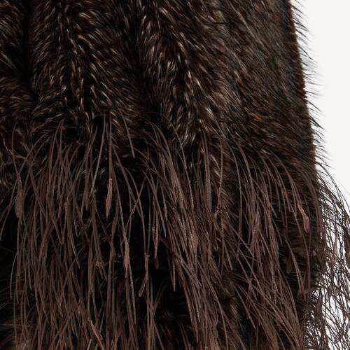 faux fur coat with sequins feathers embroidery