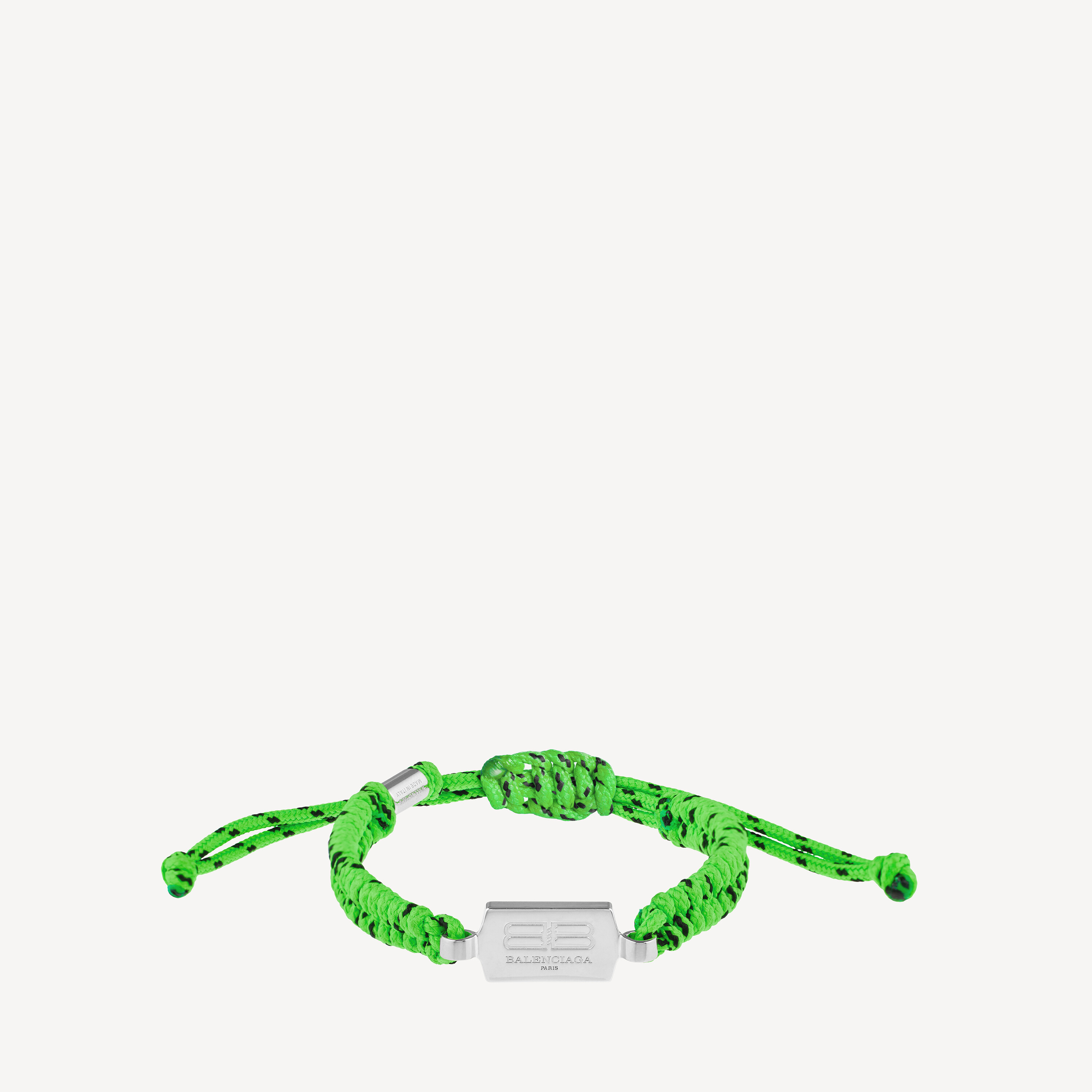 Saint-germain Lace Bracelet in Neon Green/black/shiny Silver