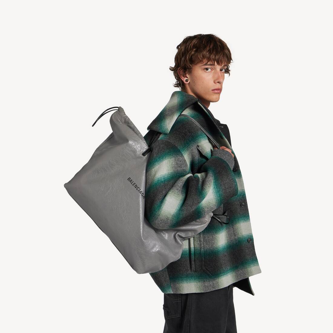 Men's Shopper Dustbag Tote Bag Large in Balenciaga Grey | Balenciaga United Kingdom EN - Image 7