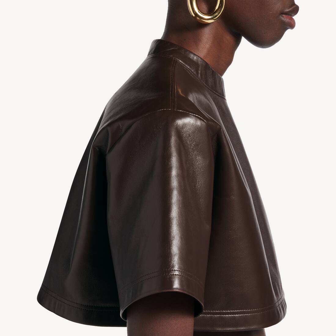 여성 수퍼 크롭 탑 브라운 | 발렌시아가 대한민국 KO - Image 6