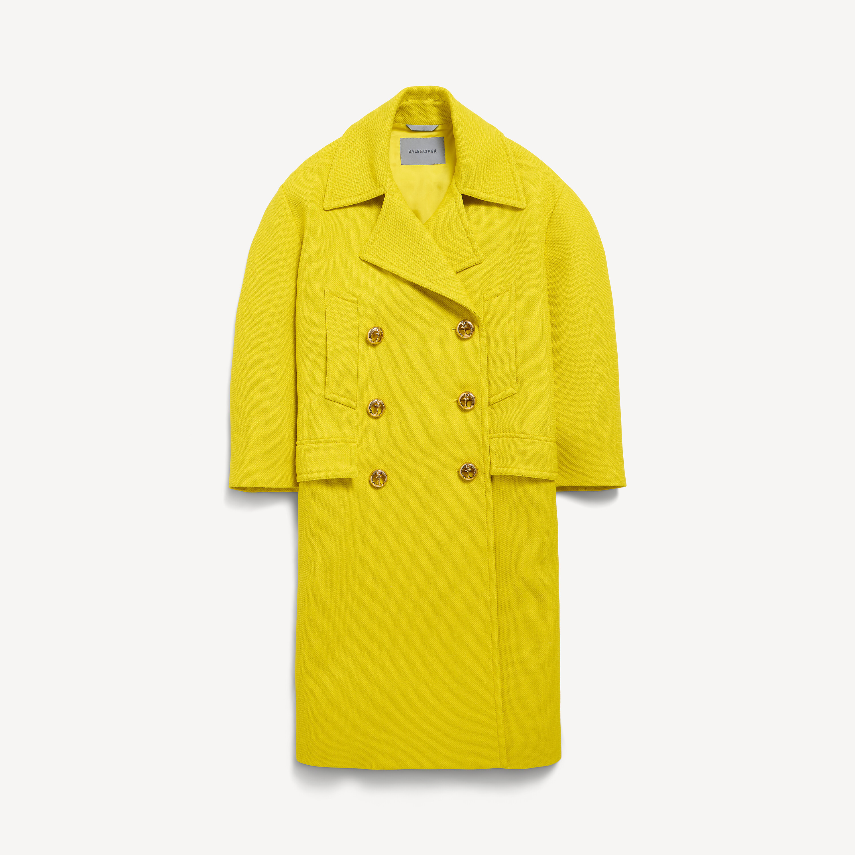 Women's Long Peacoat in Yellow