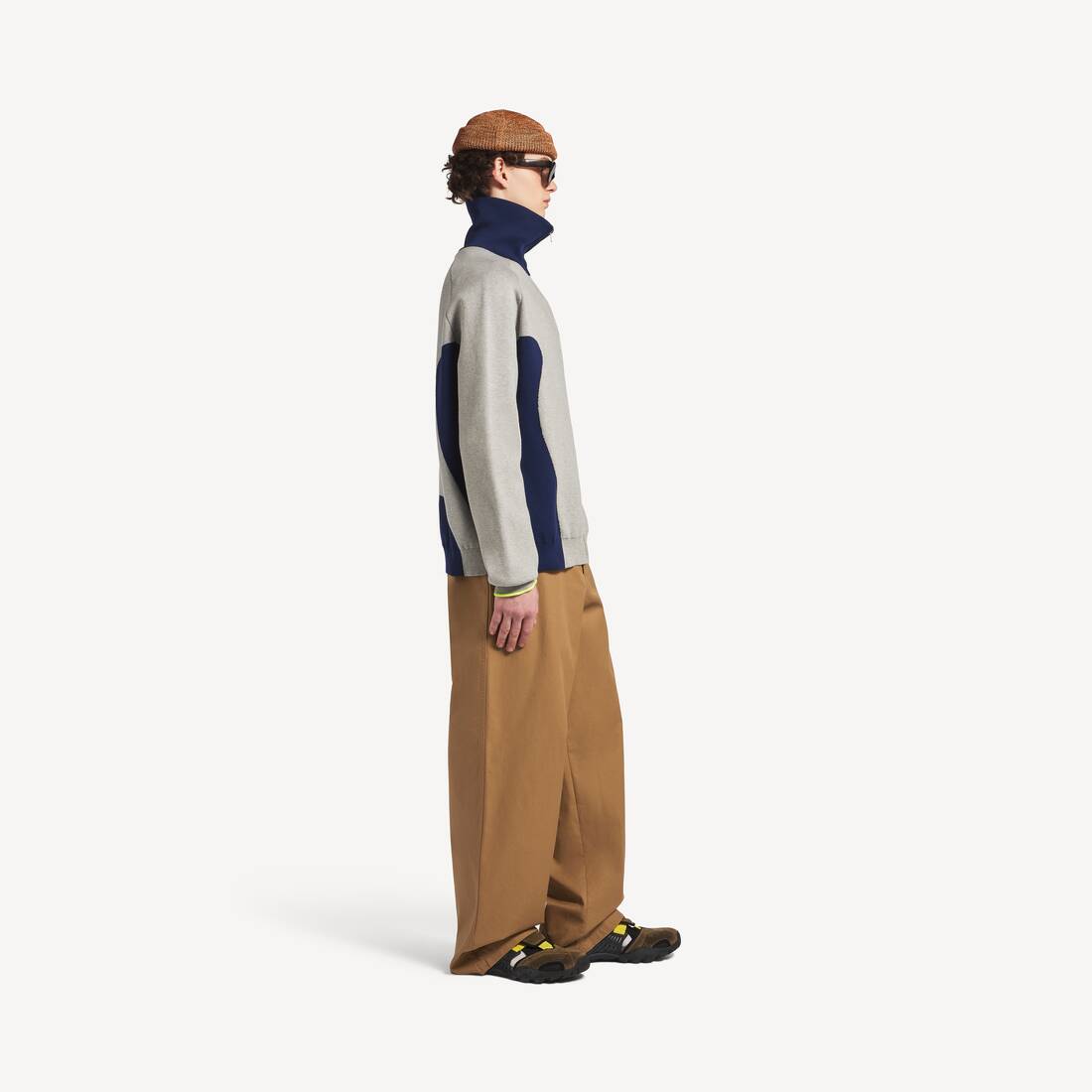Cardigan Zipp&eacute; Bodies En Maille pour Homme en Gris/bleu Marine | Balenciaga Belgique FR - Image 3
