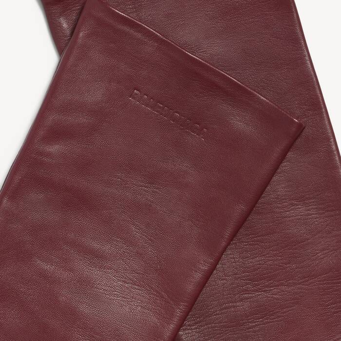 Women's Long Gloves in Burgundy - Women | Balenciaga Portugal EN - Image 3