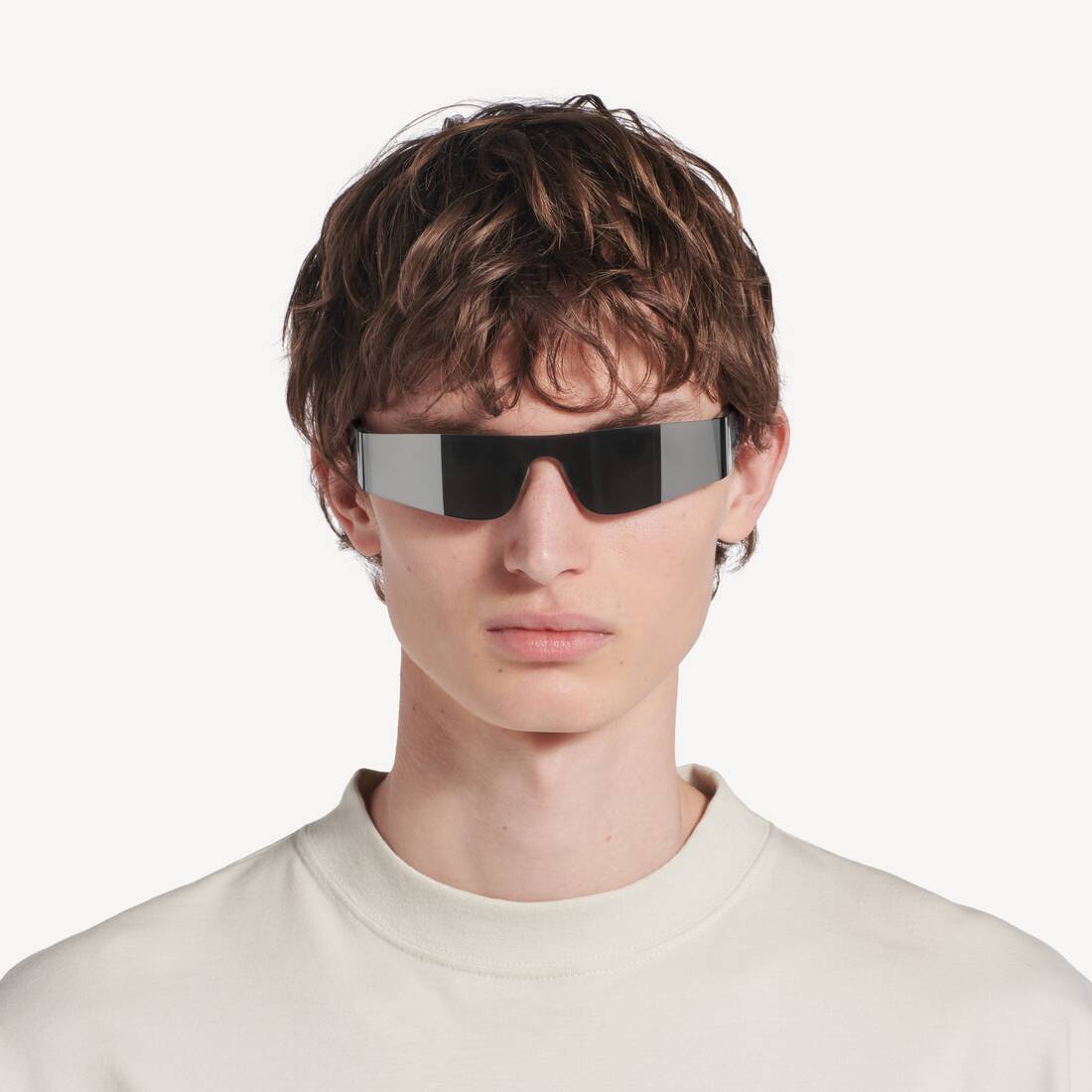Mono Rectangle Sunglasses in Silver | Balenciaga United Arab Emirates EN - Image 4