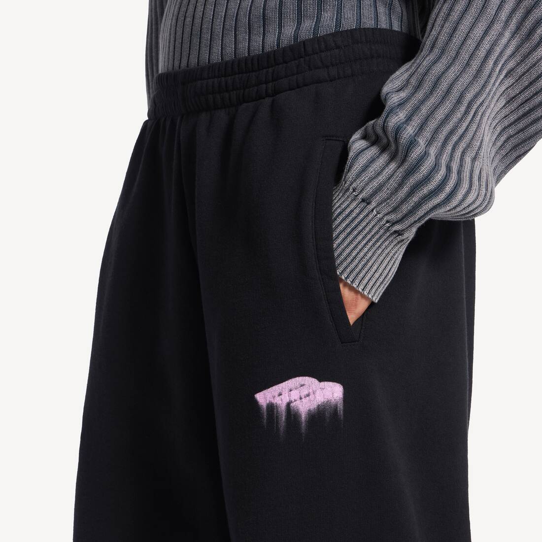 남성 웻 브러시 배기 스웨트팬츠 블랙 | 발렌시아가 대한민국 KO - Image 6