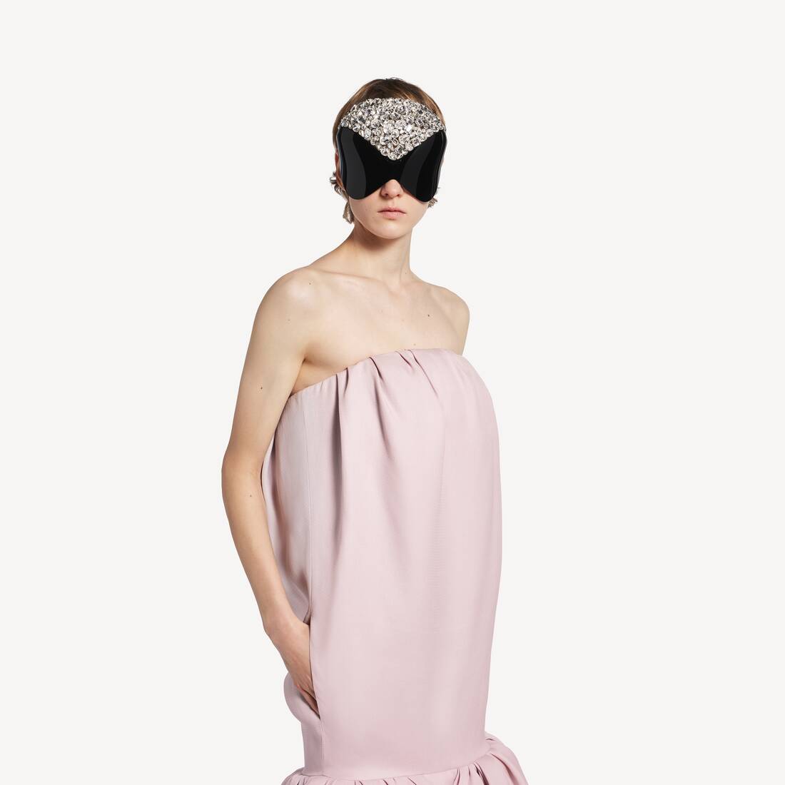 Women's Double Maxi Ballon Dress in Dusty Pink | Balenciaga Poland EN - Image 5