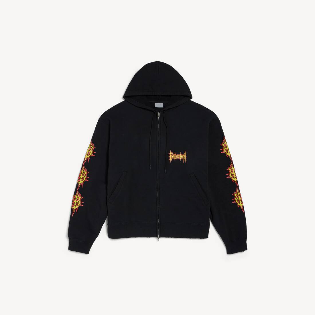 BALENCIAGA SACRÉ CŒUR OVERSIZED ZIP-UP HOODIE – Black