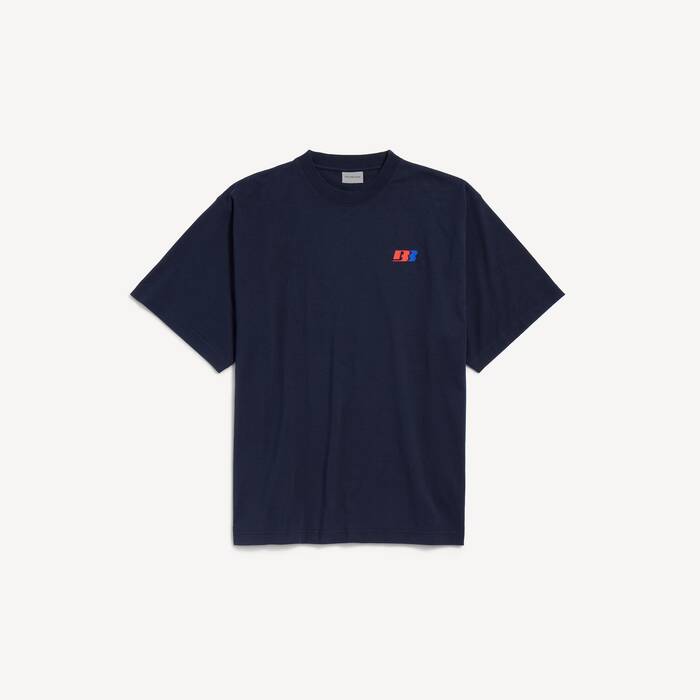 Women's Bb Polo Large Fit T-shirt in Navy - Women | Balenciaga Lithuania EN - Image 2