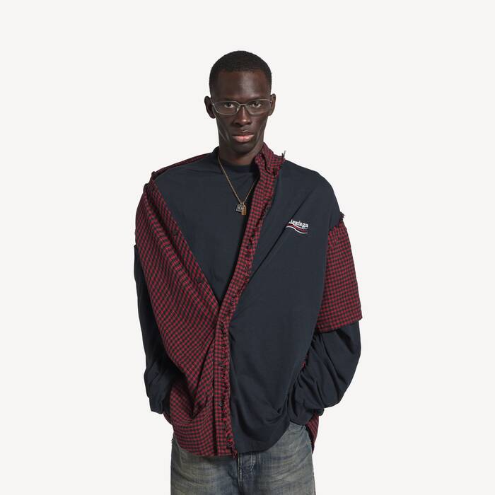 Men's Patched Shirt in Red/black - Men | Balenciaga Netherlands EN - Image 1
