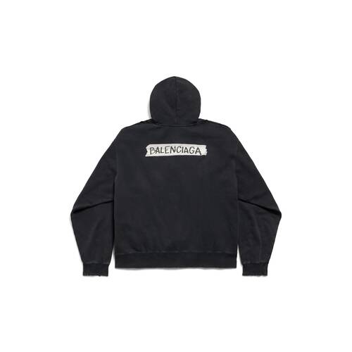 masking tape oversized zip-up hoodie