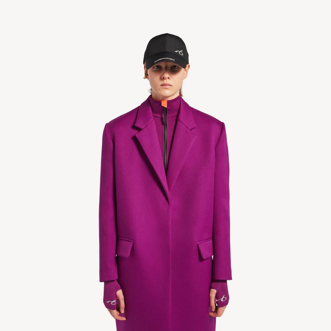Women's Long Sack Coat in Violet | Balenciaga United States EN - Image 5