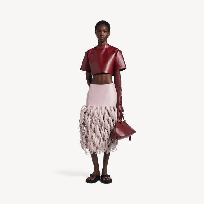 Women's Fluffy Feathers Pencil Skirt in Dusty Pink - Women | Balenciaga Portugal EN - Image 1