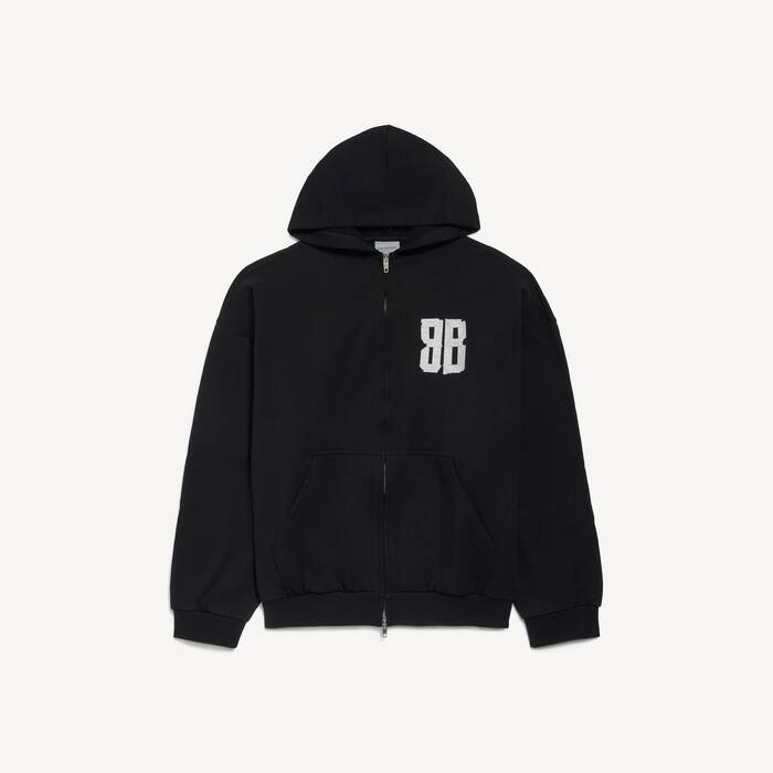 Hoodie Zipp&eacute; Glitter Tape Type pour Femme en Noir - Femme | Balenciaga Belgique FR - Image 1