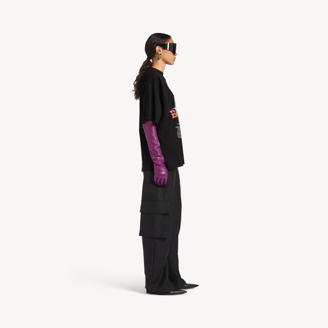 T-shirt The Door Oversize da Donna in Nero | Balenciaga Italia IT - Image 3