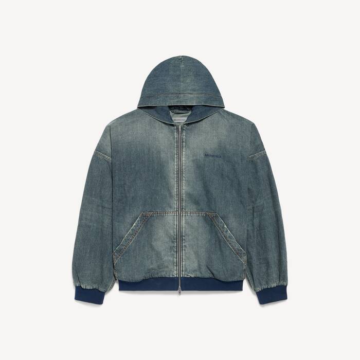 Blouson À Capuche pour Homme en Bleu Vintage Sali - Homme | Balenciaga Suisse FR - Image 1