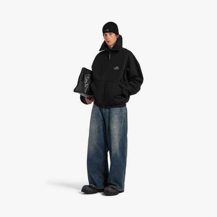 Men's Bodies Round Fit Zip-up Hoodie in Black - Men | Balenciaga Republic Of Korea EN - Image 3