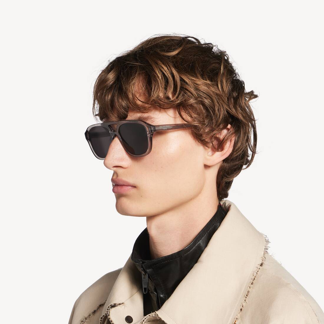 Men's Daily Pilot Sunglasses in Light Grey | Balenciaga Netherlands EN - Image 7