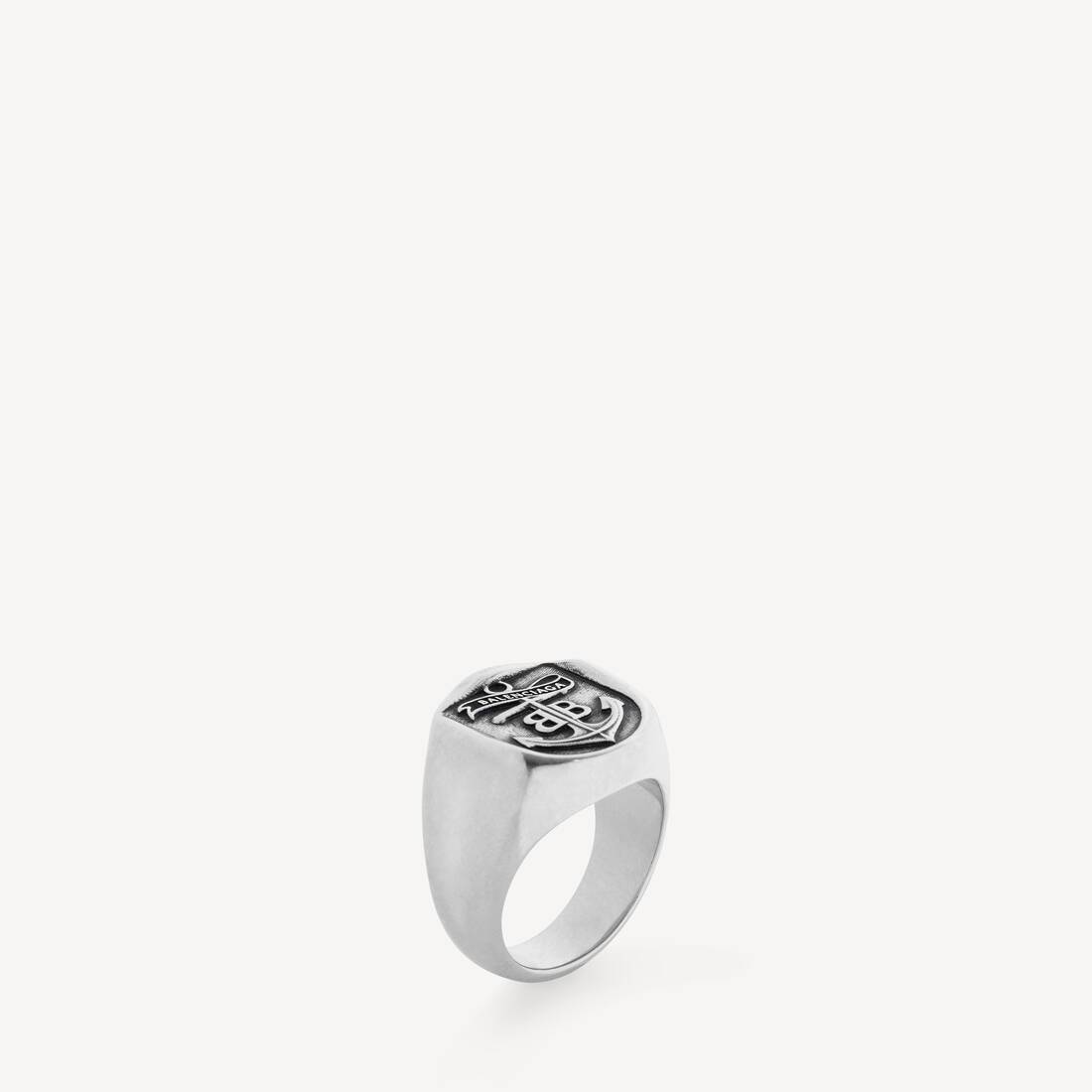 Anillo De Sello Anchor Crest  para Hombre en Plateado Antiguo | Balenciaga Espa&ntilde;a ES - Image 2