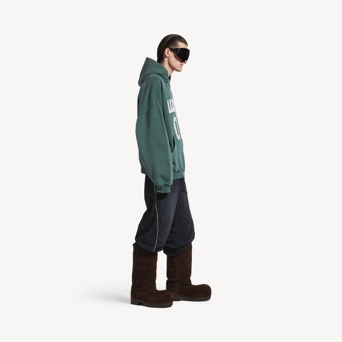 Hoodie Basketball Fit Large pour Homme en Vert Fonc&eacute;/vert Clair | Balenciaga Luxembourg FR - Image 3