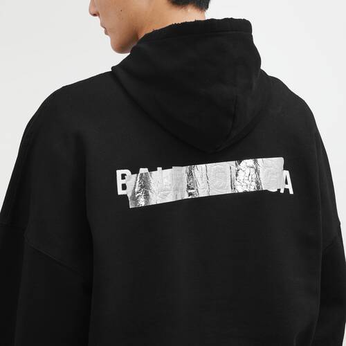 silver tape balenciaga back large zip-up hoodie