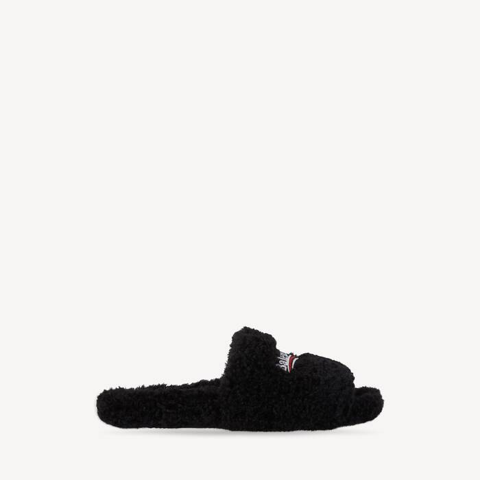 Mule Ouverte Furry pour Femme en Noir - Femme | Balenciaga France FR - Image 1