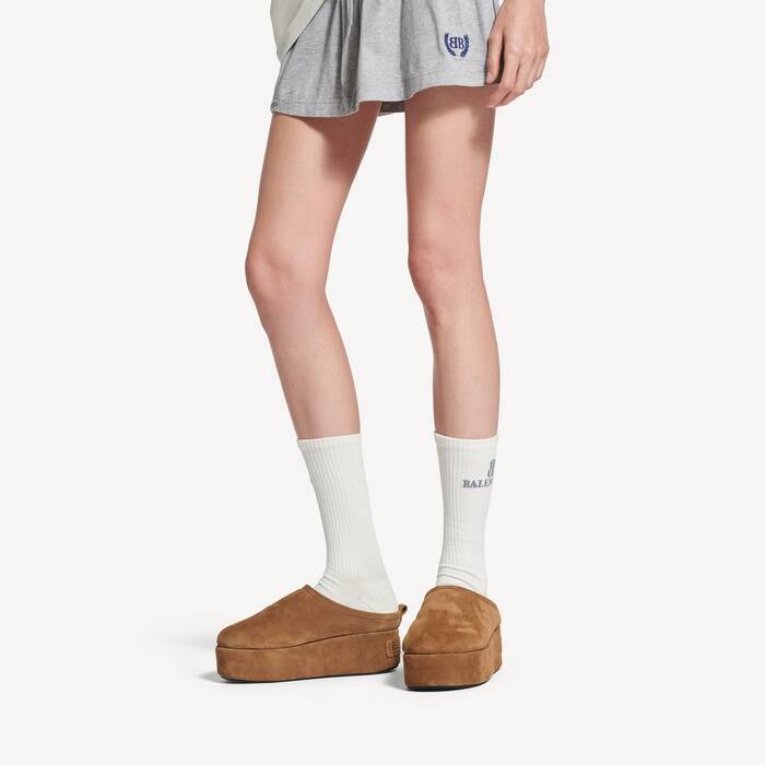 Mule Con Plataforma Alaska Soft para Mujer en Marr&oacute;n/blanco - Mujer | Balenciaga Espa&ntilde;a ES - Image 3