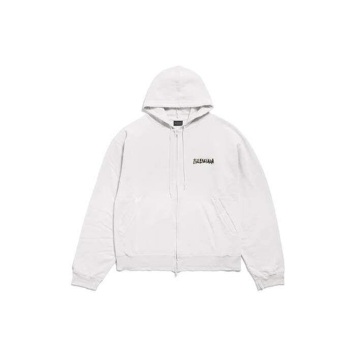 masking tape oversized zip-up hoodie