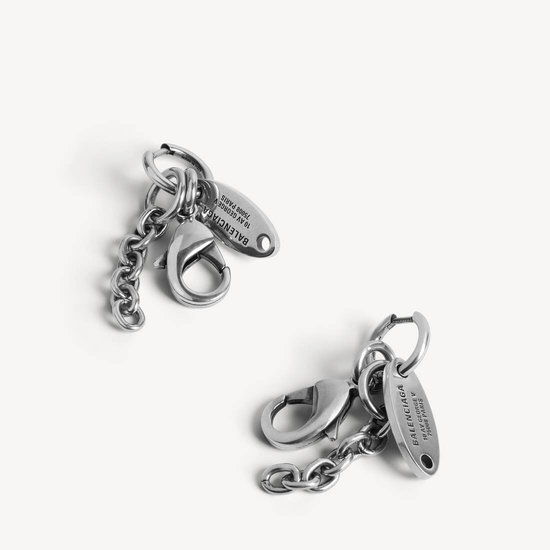 Women's Everyday Chain Earrings in Antique Silver | Balenciaga United States EN - Image 2