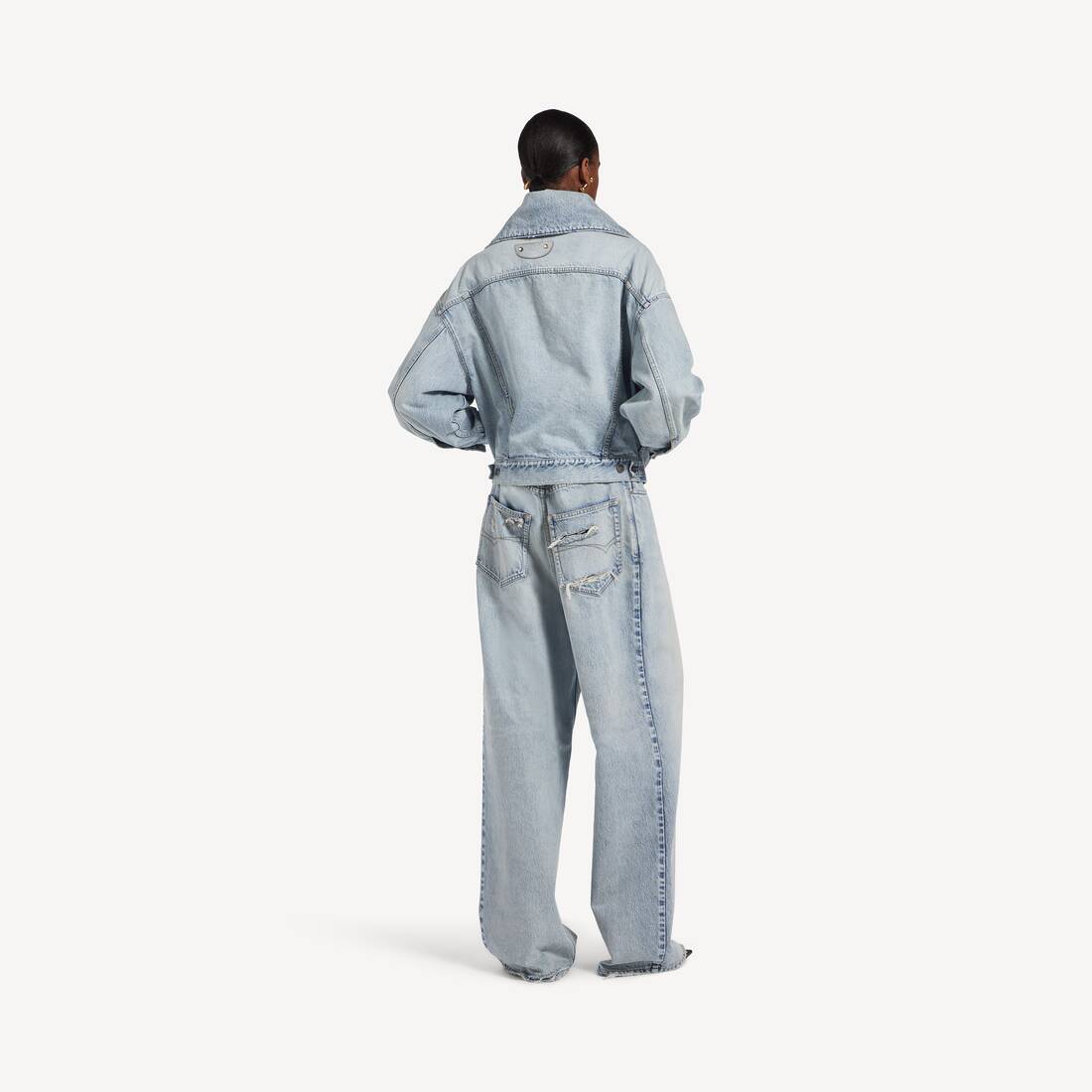 Women's Standing Collar Boxy Jacket in Bleach Light Bleu | Balenciaga United States EN - Image 4