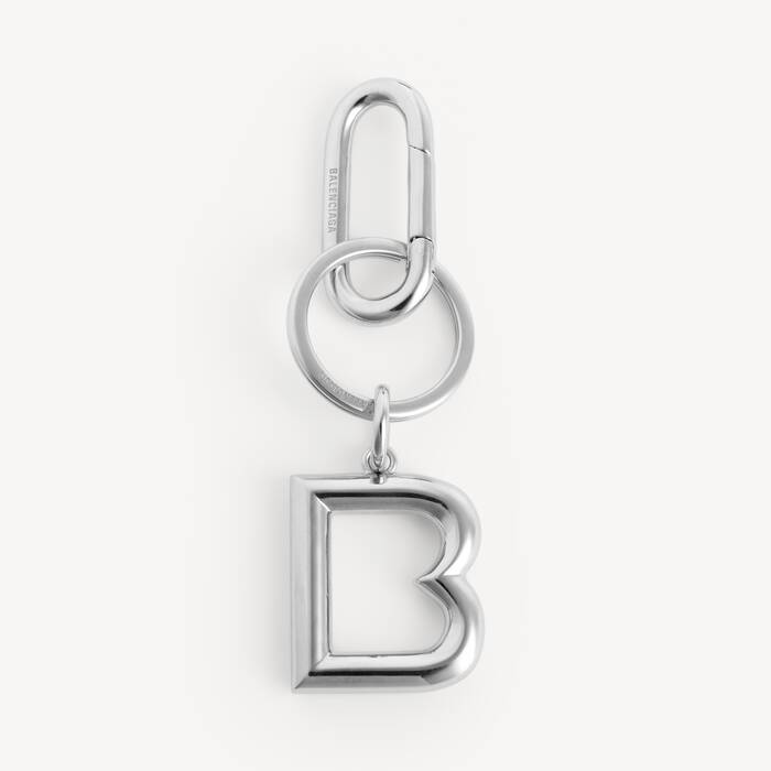 B Keyring in Shiny Silver | Balenciaga United Kingdom EN - Image 1