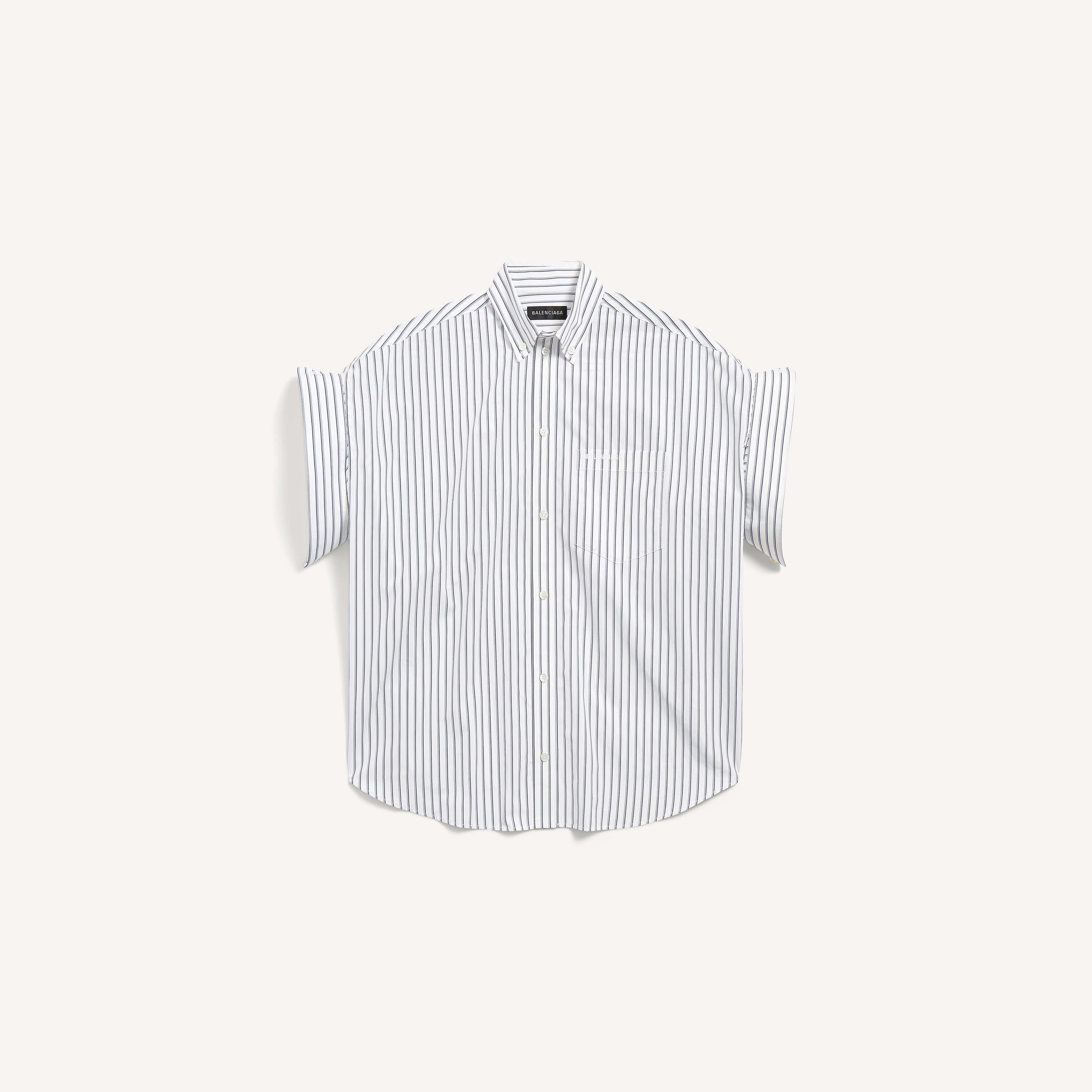 Women's Tucked Sleeve Shirt in White/blue | Balenciaga US