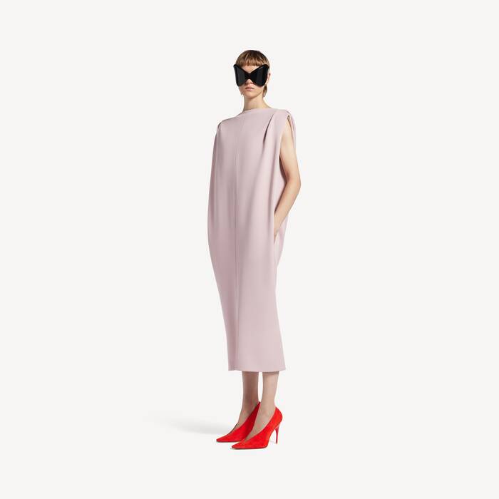 Women's Midi Sack Dress in Dusty Pink - Women | Balenciaga Australia EN - Image 1