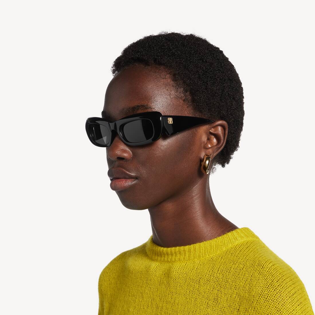 Lunettes De Soleil Rectangles Diva pour Femme en Noir | Balenciaga Belgique FR - Image 7
