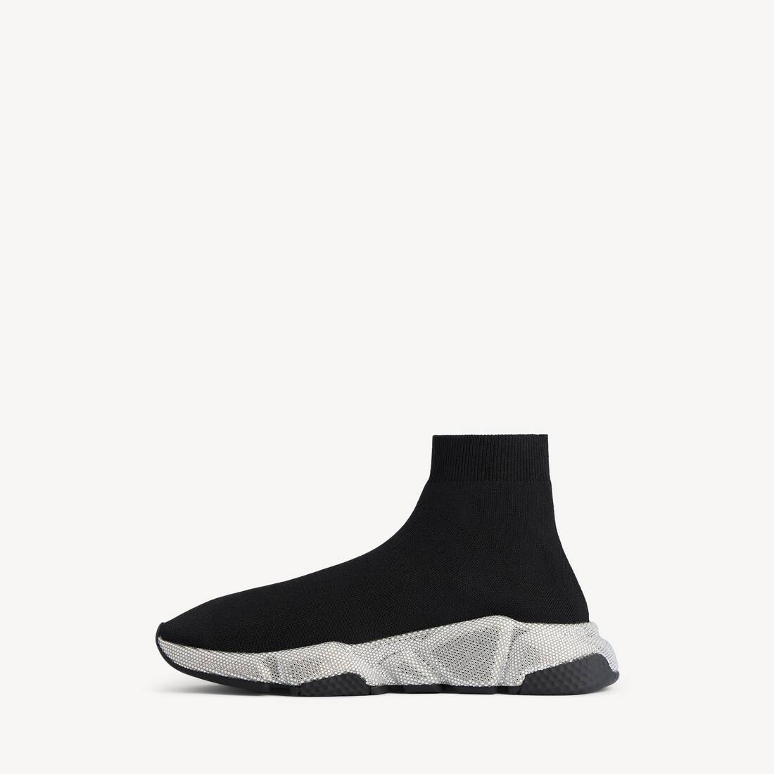 Zapatillas Speed De Punto Reciclado Con Estr&aacute;s para Hombre en Negro | Balenciaga Espa&ntilde;a ES - Image 4