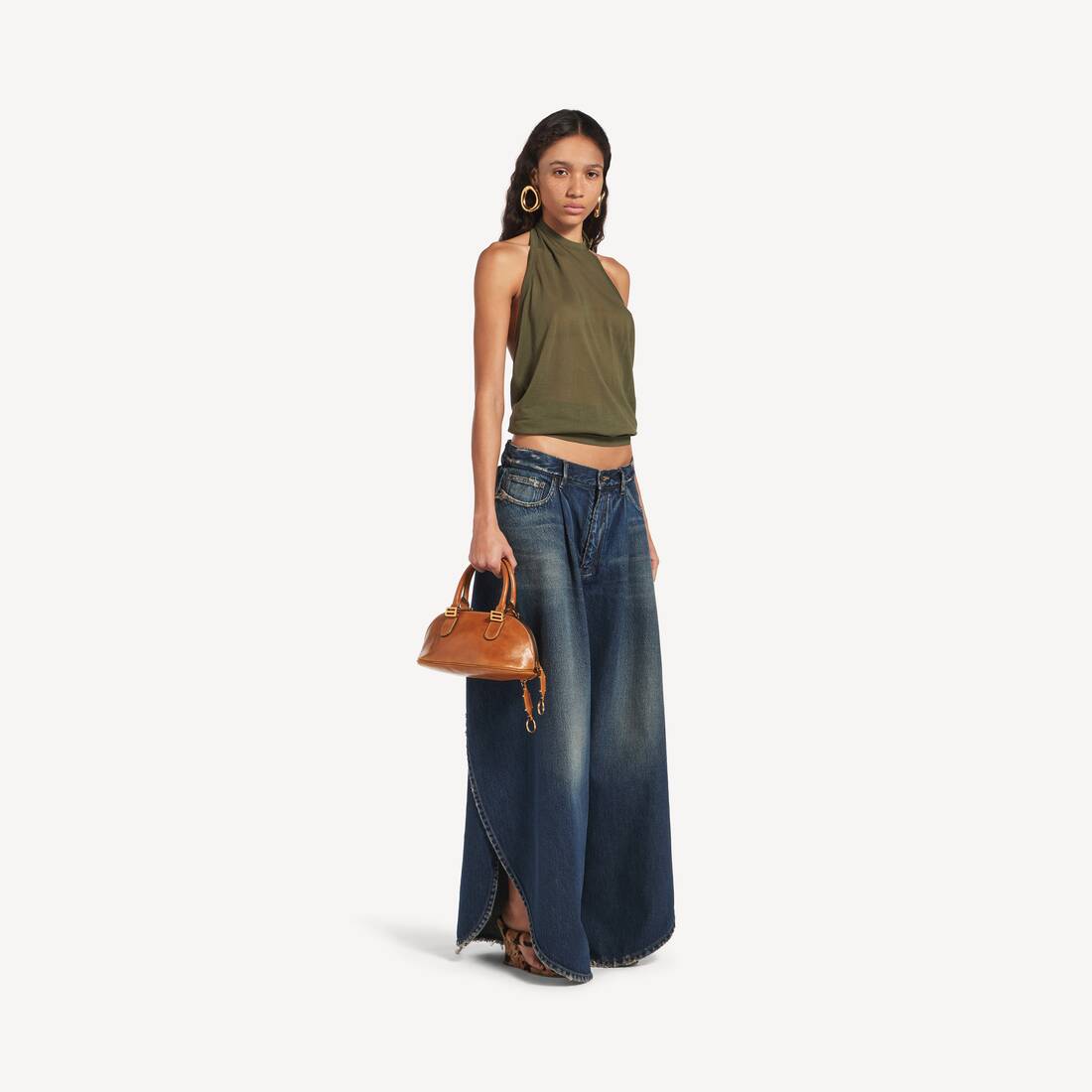 Bolso Bowling Bolero Mini para Mujer en Tostado Estilo Cowboy | Balenciaga Espa&ntilde;a ES - Image 7