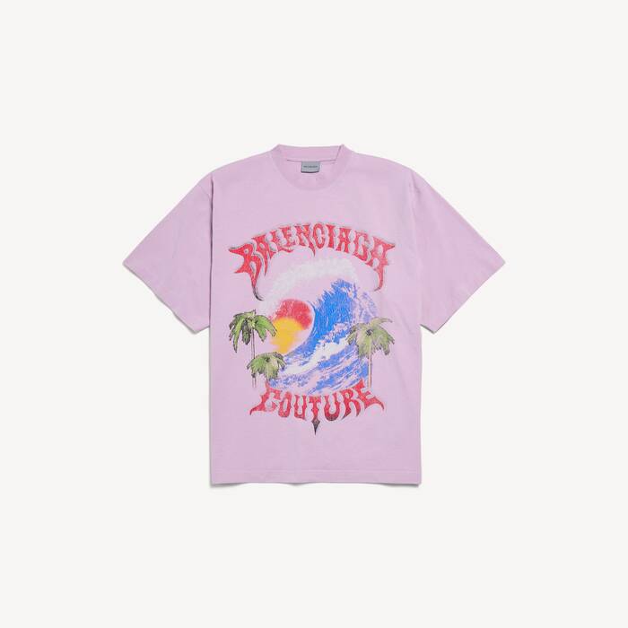 Women's Vintage Surfer Oversized T-shirt in Old Pink - Women | Balenciaga Netherlands EN - Image 1