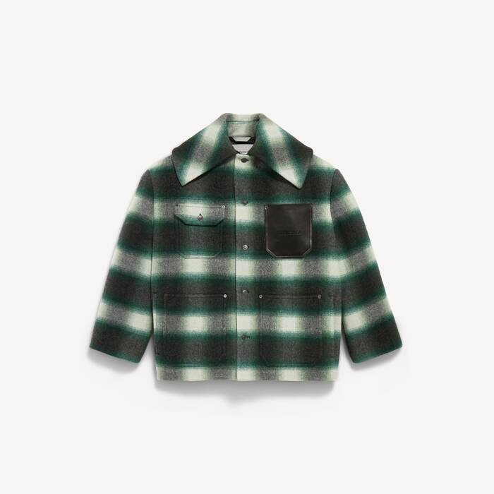 Manteau Workwear Cocoon pour Homme en Vert Fonc&eacute;/noir - Homme | Balenciaga Belgique FR - Image 2