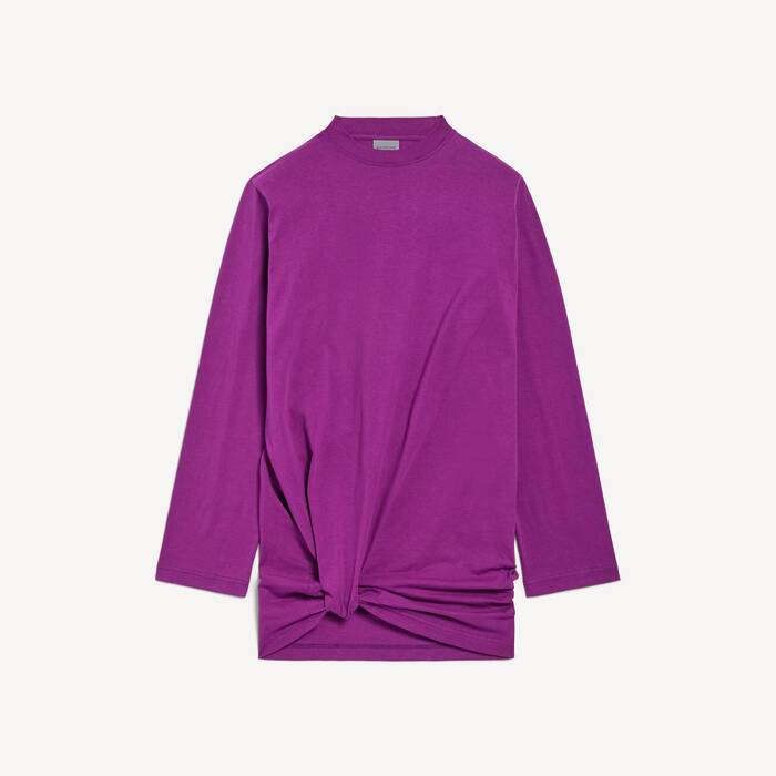 T-shirt A Maniche Lunghe Con Motivo Piega da Donna in Viola - Donna | Balenciaga Italia IT - Image 1