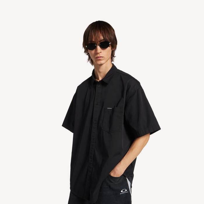 Men's Workwear Short Sleeve Shirt in Black - Men | Balenciaga United States EN - Image 1