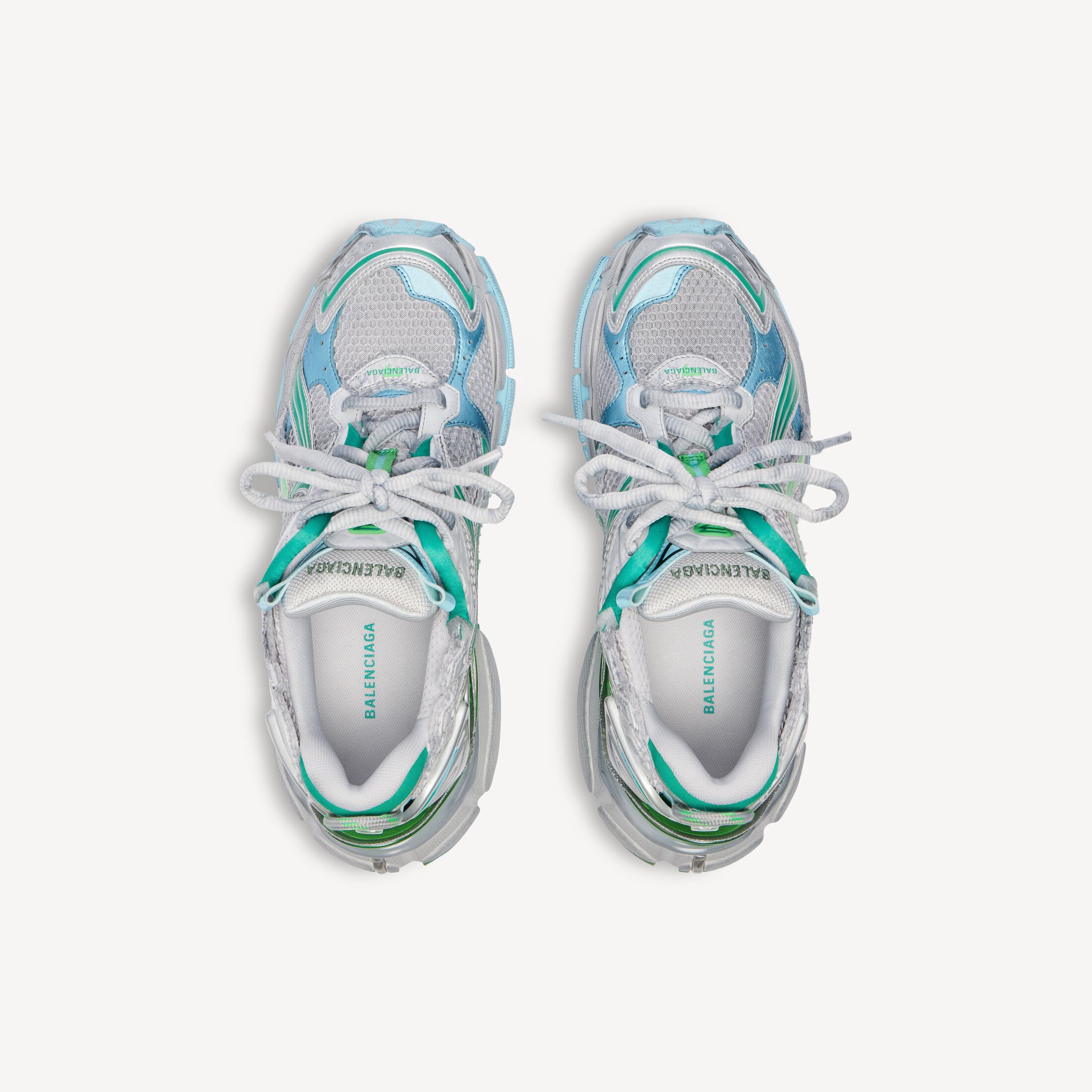 발렌시아가 남성 러너 스니커즈 그레이/그린/블루 772774W3RMU1340
