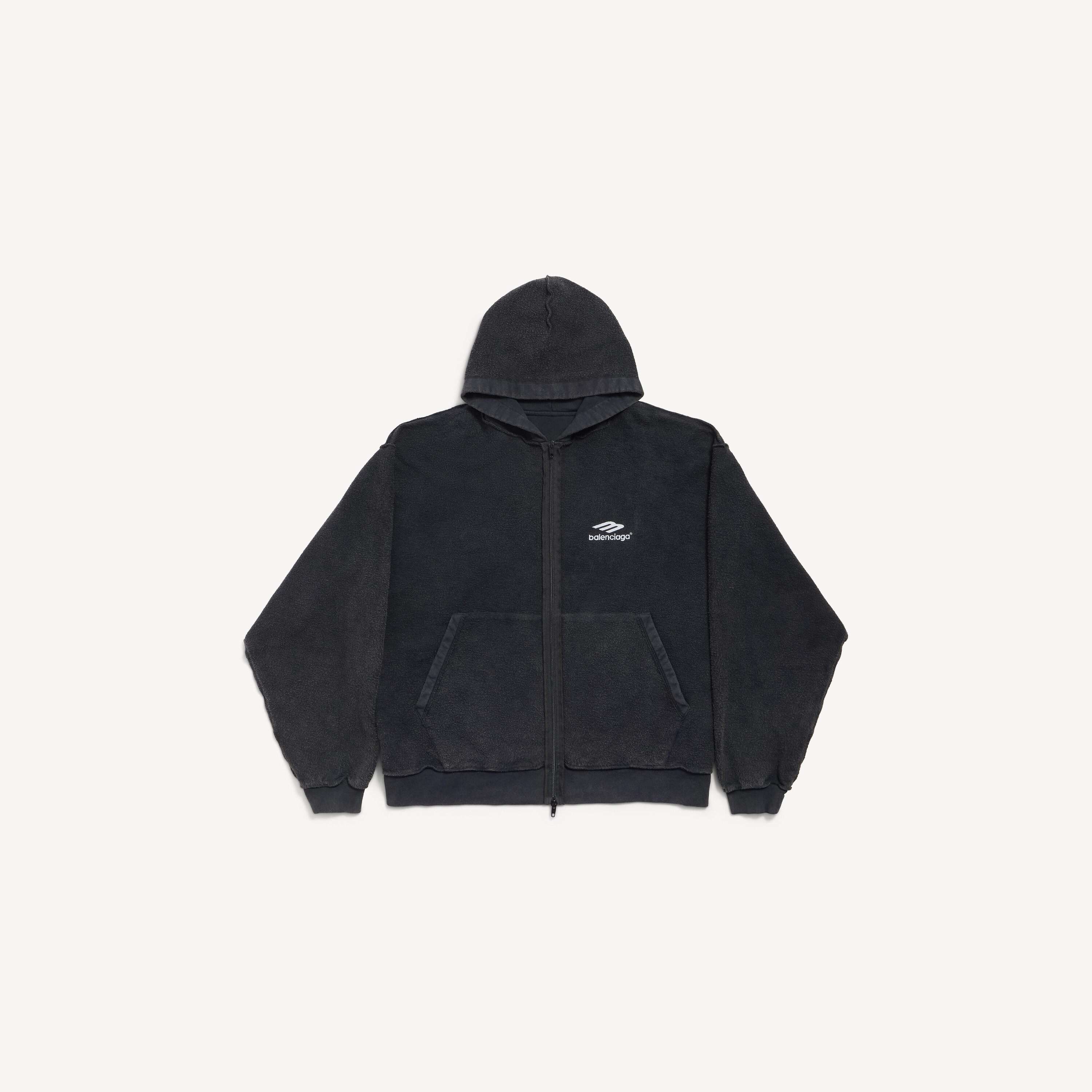 Men's 3b Sports Icon Inside-out Zip-up Hoodie in Faded Black