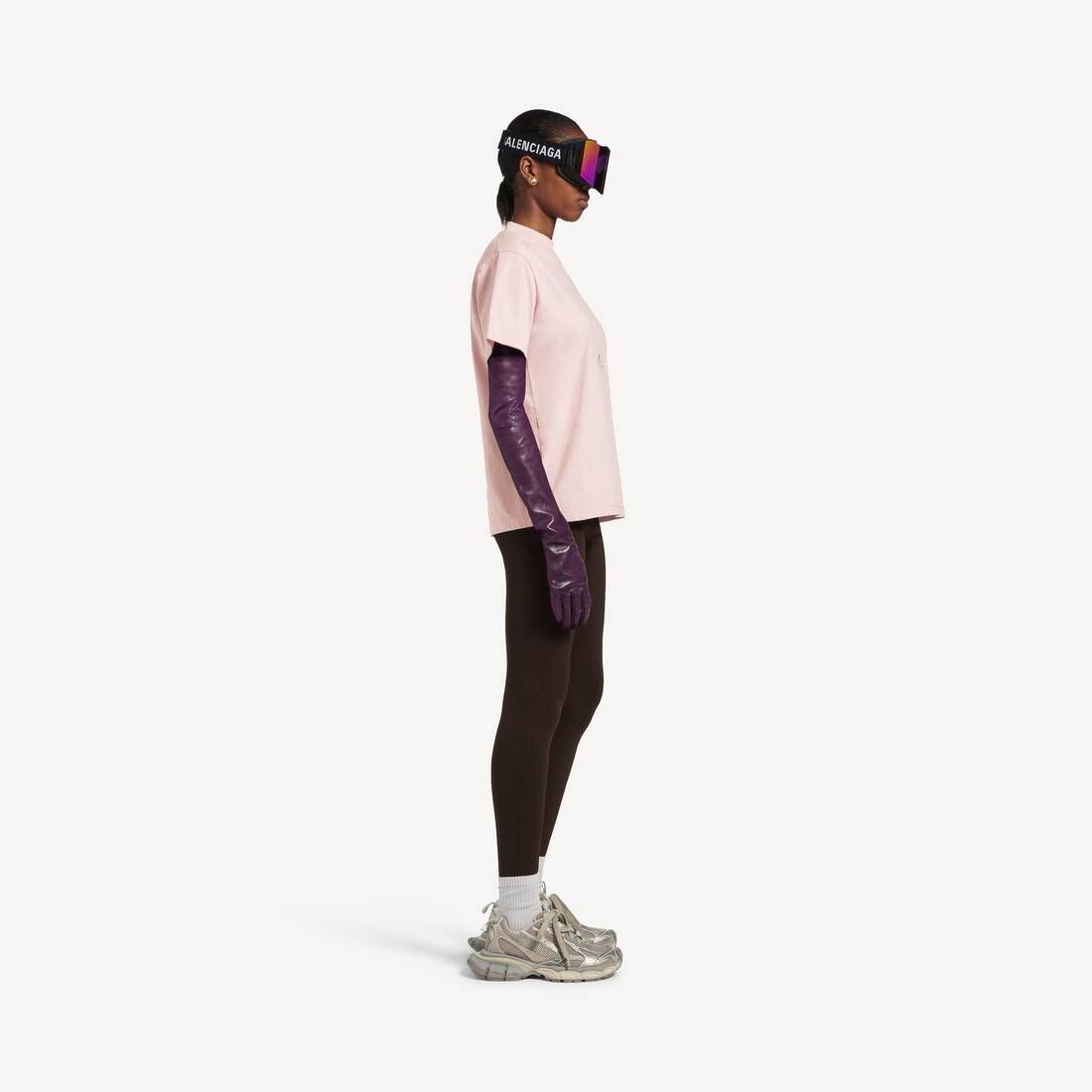 Women's Bodies Short Sleeves T-shirt in Dusty Pink | Balenciaga Republic Of Korea EN - Image 3