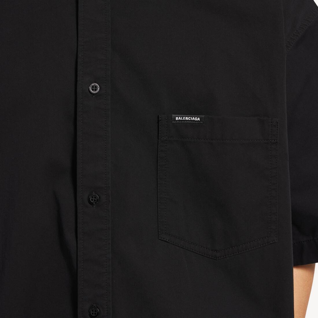 Men's Workwear Short Sleeve Shirt in Black | Balenciaga United Kingdom EN - Image 6